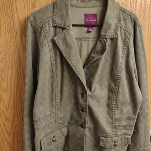 Gloria Vanderbilt Olive Green Utility Blazer